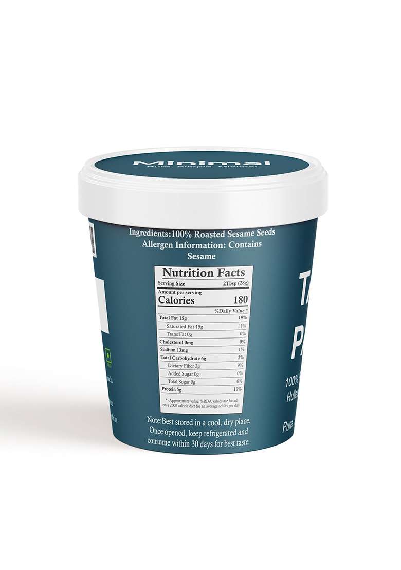 Minimal White Tahini Paste-200 Gram 100% Sesame Seeds Smooth & Creamy No Additives Ideal For Hummus, Dressings Baking - Indya