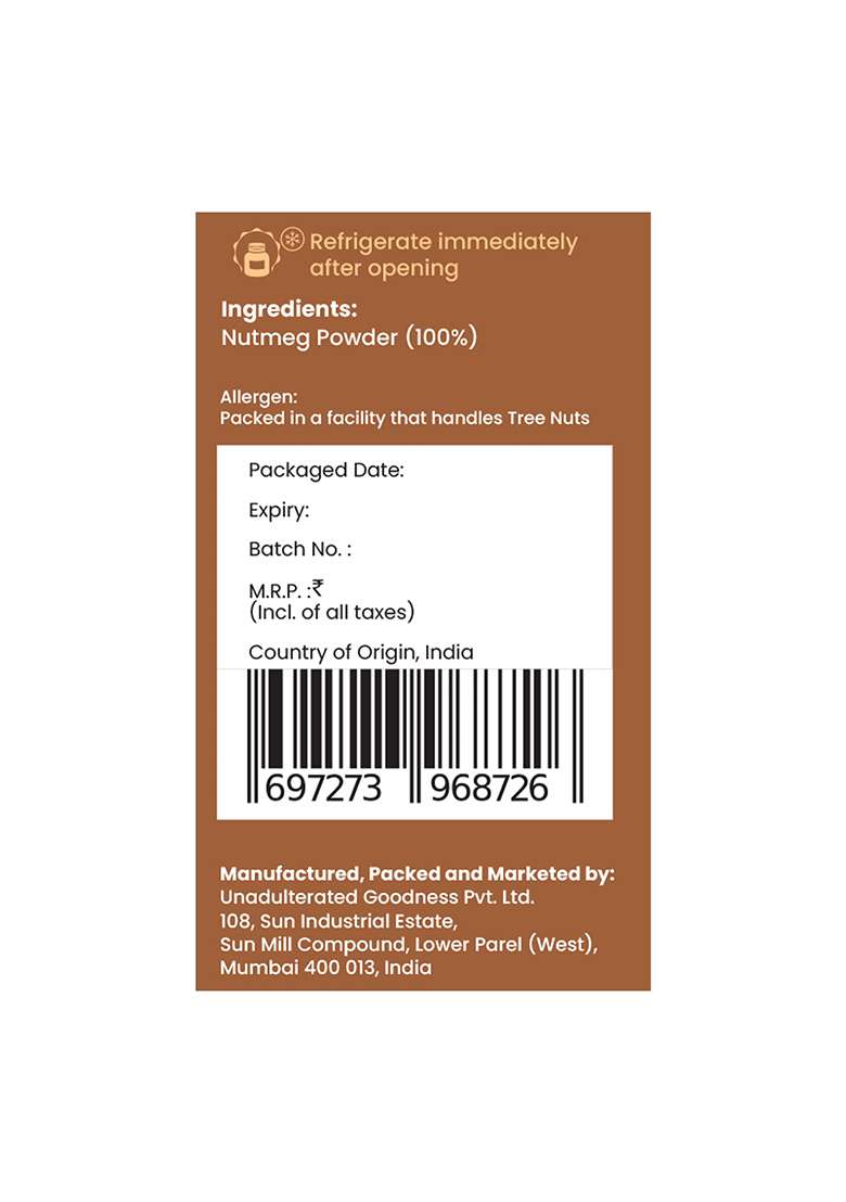 Crista Nutmeg Powder | Ground Jaiphal Zero Added Colours, Fillers, Additives & Preservatives Farm Fresh, Premium Grade Quality, Natural Fresh 50Gms - Indya
