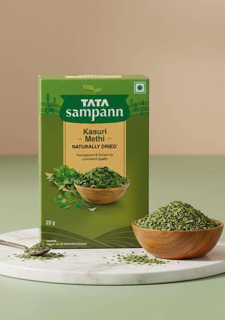 Tata Sampann Kasuri Methi, 25 G, Naturally Sun Dried, Handpicked & Sorted, Rich Aroma Authentic Flavour - Indya