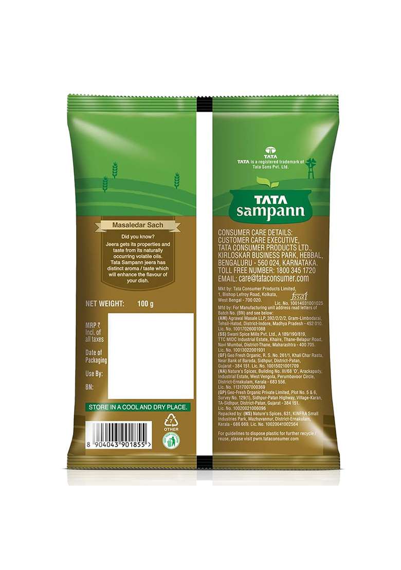 Tata Sampann Jeera Powder With Natural Oils, 100G, Cumin Powder, Masala - Indya