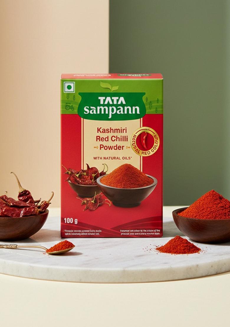 Tata Sampann Kashmiri Red Chilli Powder With Natural Oils, 100G, Lal Mirch Powder, Exclusive Recipe