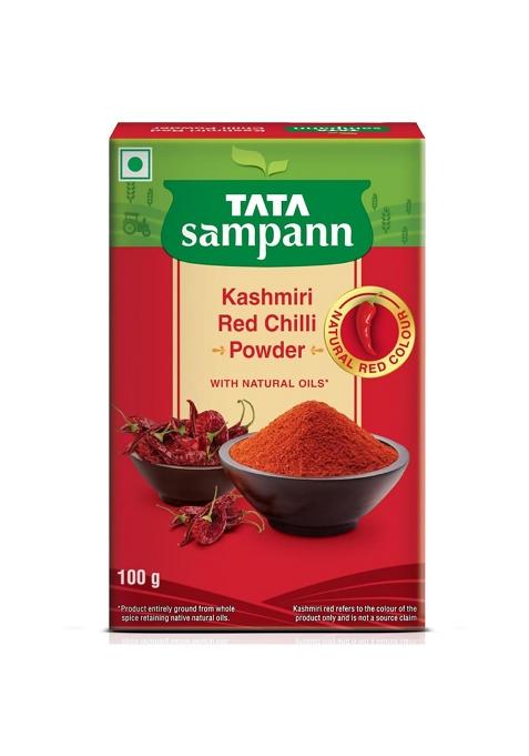 Tata Sampann Kashmiri Red Chilli Powder With Natural Oils, 100G, Lal Mirch Powder, Exclusive Recipe