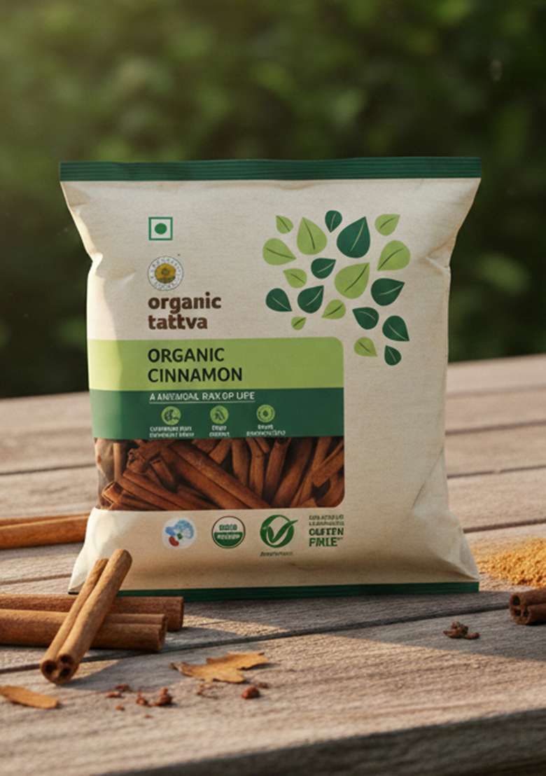 Organic Tattva Cinnamon Sticks | Gluten Free Dalchini Stick Whole Natural & Aromatic Spice For Cooking, Baking Beverages 50G Pack - Indya