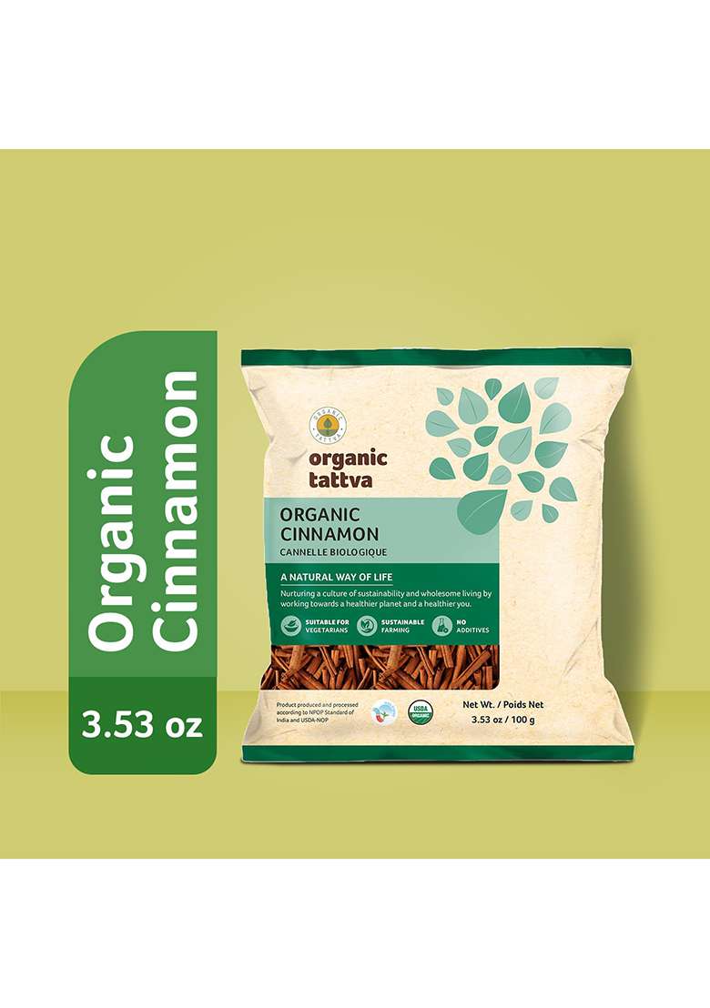 Organic Tattva Cinnamon Sticks | Gluten Free Dalchini Stick Whole Natural & Aromatic Spice For Cooking, Baking Beverages 50G Pack - Indya