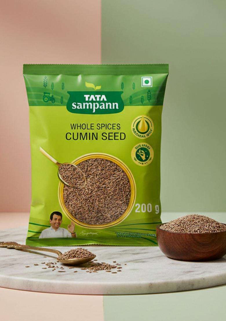 Tata Sampann Cumin Seed (Jeera), Whole Spices, Natural Oils*, Rich Aroma, 200G - Indya