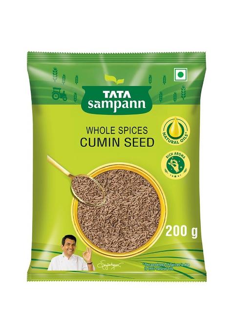 Tata Sampann Cumin Seed (Jeera), Whole Spices, Natural Oils*, Rich Aroma, 200G