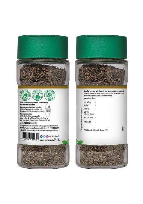 Keya Thyme | Freeze Dried Seasoning For Meats, Soups, Sauces, And Vegetables Rich In Antioxidants & Supports Respiratory Health No Artificial Flavours Or Colours 17G