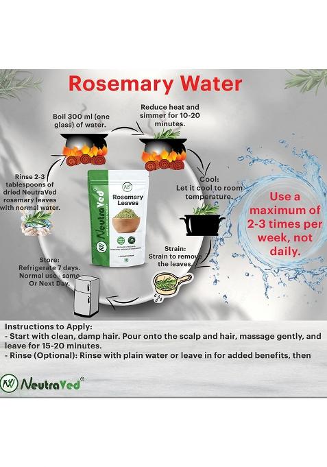 Neutraved Rosemary Dried Leaves (50G) | Organic For Hair Growth, Reduce Dandruff & Seasoning Food Herbal Tea, Mediterranean Cooking Diy Oil 100% Natural, Iron-Rich Food-Grade, Long Shelf Life