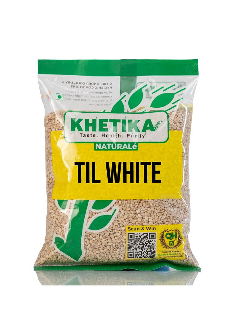 Khetika Natruale White Til 100G | Whole Sesame Seeds Excellent Source Of Minerals Vegan Hygienically Packed Preservatives Free