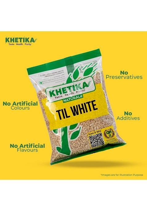 Khetika Natruale White Til 100G | Whole Sesame Seeds Excellent Source Of Minerals Vegan Hygienically Packed Preservatives Free