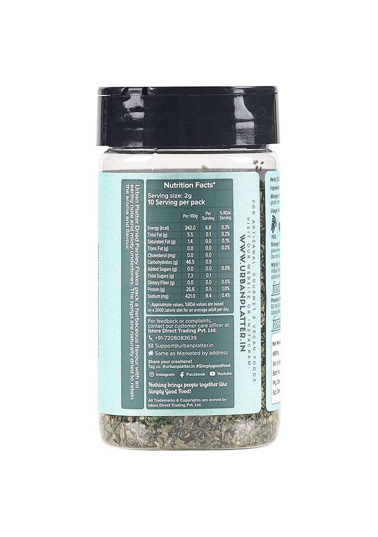 Urban Platter Whole Sun Dried Parsley Flakes Herb, 20G - Indya