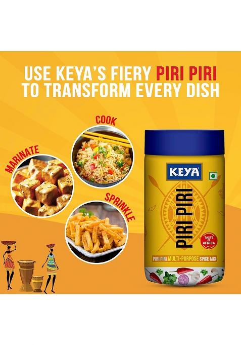 Keya Piri | Peri Exotic Spice Mix Multi-Purpose Seasoning Zero Artifical Colours No Added Msg Instant |Marinade Mix, Dip Sprinkler| Perfect For Fries, Sweet Corn, Makhana, Papad, Khichdi| 90G/100G