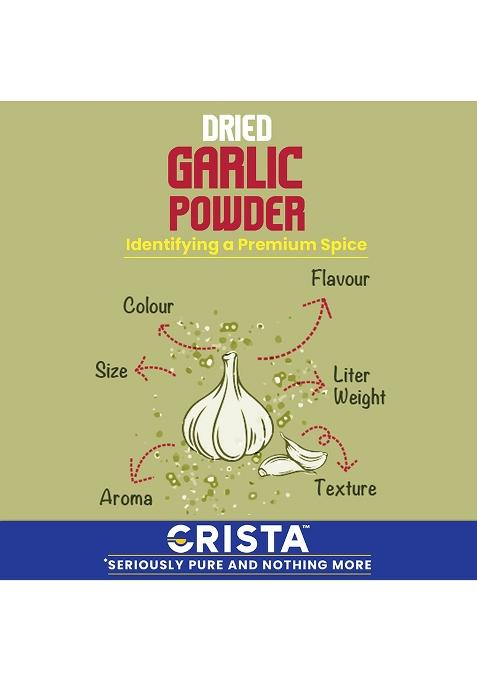 Crista Dehydrated Garlic Powder | 100% Pure Lehsun Ready To Use Farm Fresh Zero Added Colours, Fillers, Additives & Preservatives 45 Gms