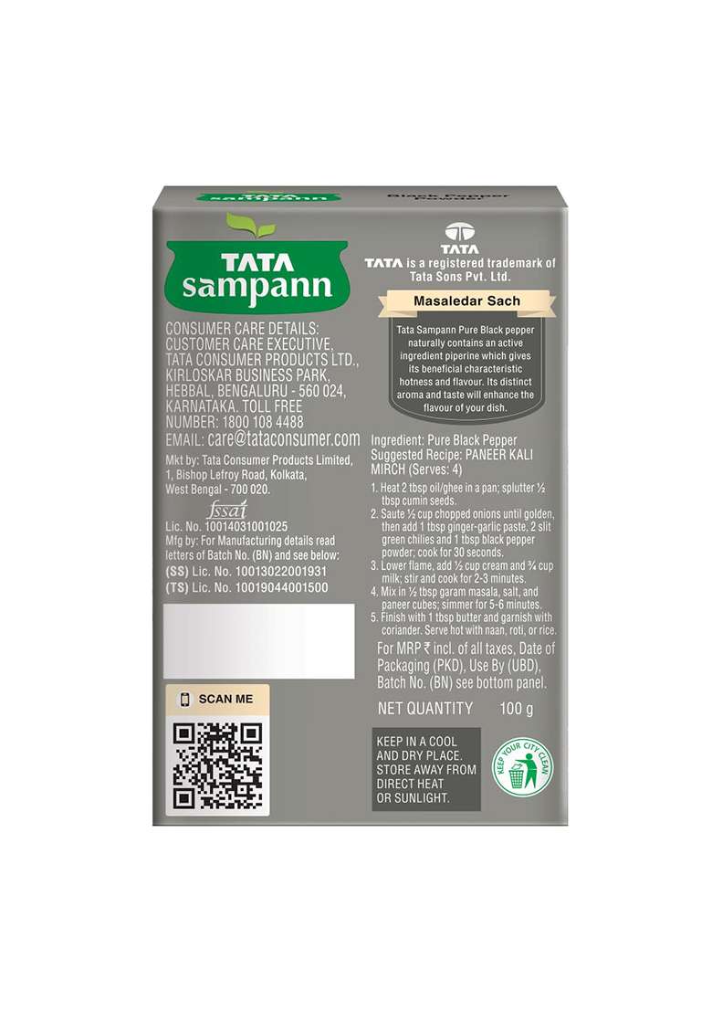 Tata Sampann Pure Black Pepper Powder 100G - Indya
