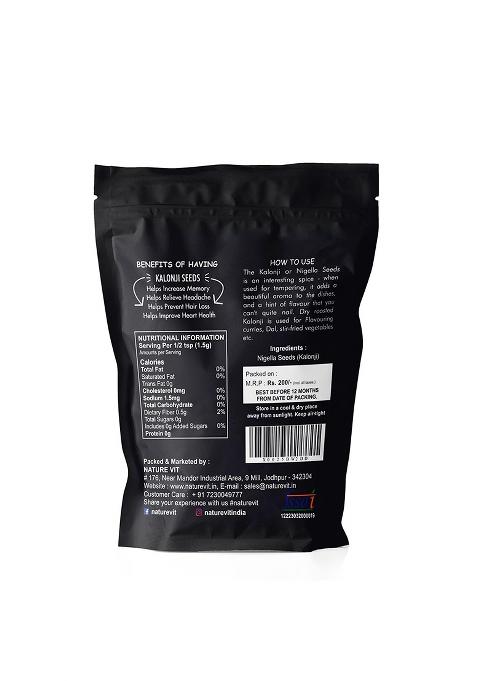 Nature Vit Kalonji Seeds 100 G | Nigella For Cooking & Hair Growth Indian Superfood Adds Flavour To Breads Curries 100% Natural Pure