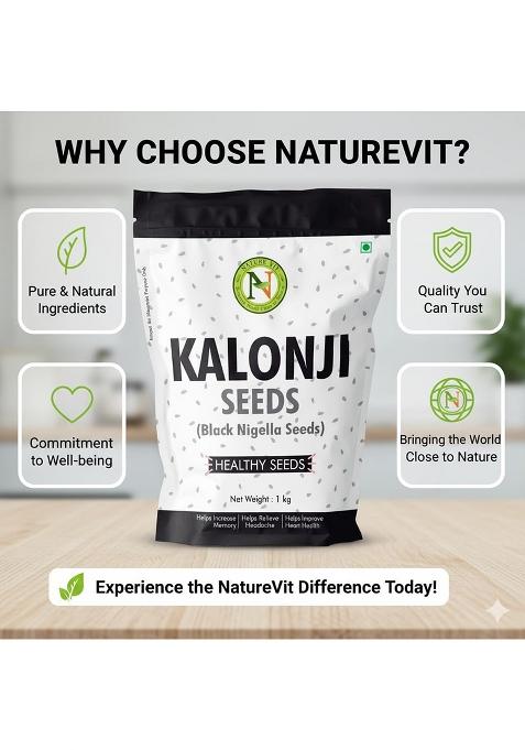 Nature Vit Kalonji Seeds 100 G | Nigella For Cooking & Hair Growth Indian Superfood Adds Flavour To Breads Curries 100% Natural Pure