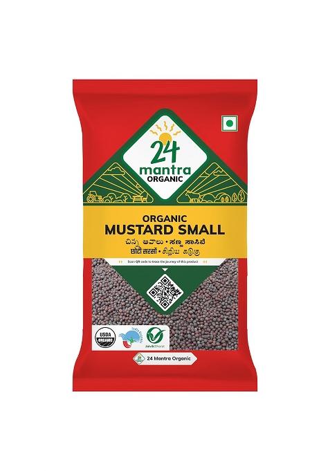 24 Mantra Organic Mustard Seeds Small/Sarson K Beenj/Ava Ginjalu - 100Gms | Pack Of 1 Chemical Free & Pesticides Unadulterated Rich Flavour Minimally Processed