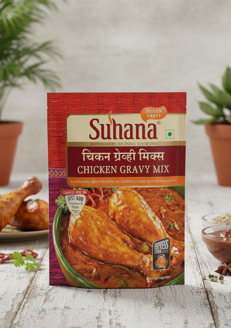 Suhana Chicken Gravy Mix 80Gram Pouch | Spice Easy To Cook Pack Of 4 - Indya