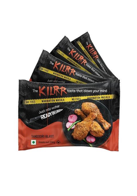 Kilrr Chicken Marination - Tandoori Masala For 1Kg | Pack Of 4 (Marinates 250G Per Pack) 1- Min Killer Marinade Tikka, Add Water & Oil All-Natural, No Preservatives Or Additives Gang