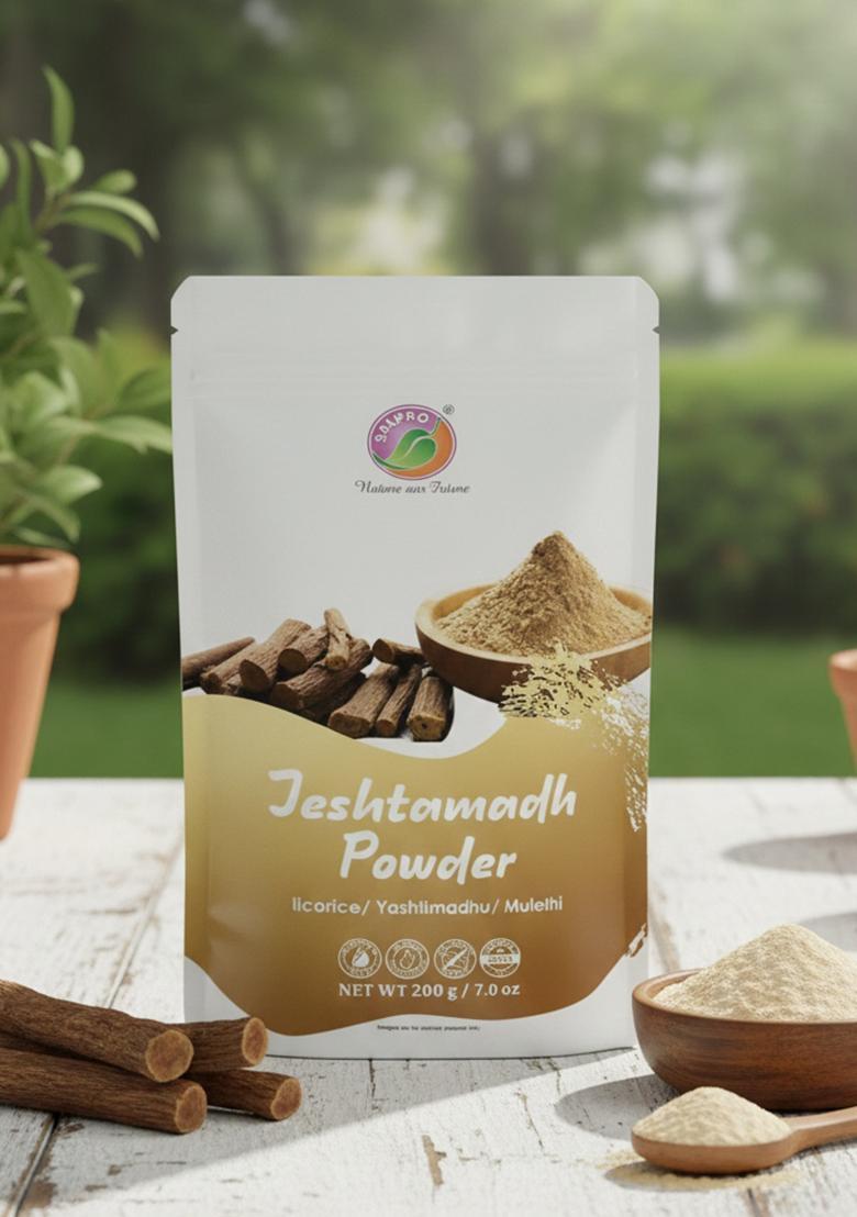 Saipro Nature Our Future Saipro'S Jesthamadh Powder 200 Gm, Liquorice(Mulethi) Root, For Food, Health, Cosmetics, Hair Care | Natural Edible, Atimadhuram Podi Hittu Herbal Supplement Yashtimadhu, No Preservatives