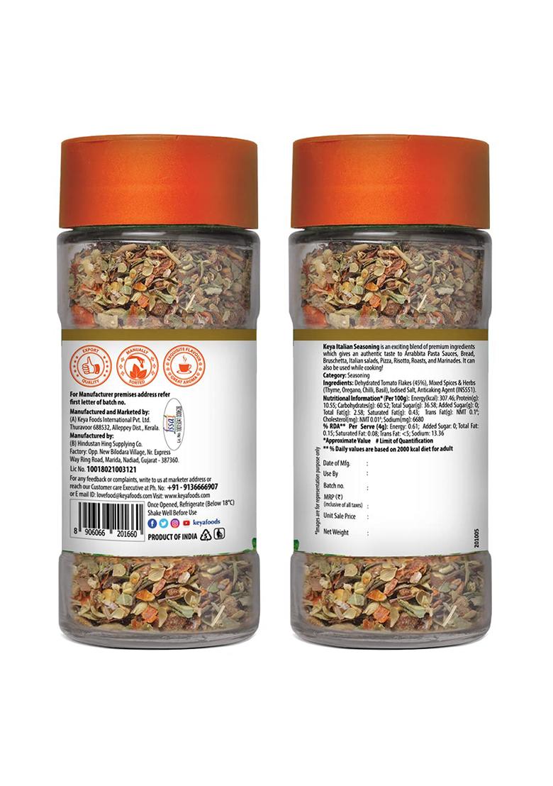 Keya Italian Seasoning, All Natural & Healthy Spice Blend For Pizza, Pasta| Glass Bottle | Premium Herbs And Spices 35Gm