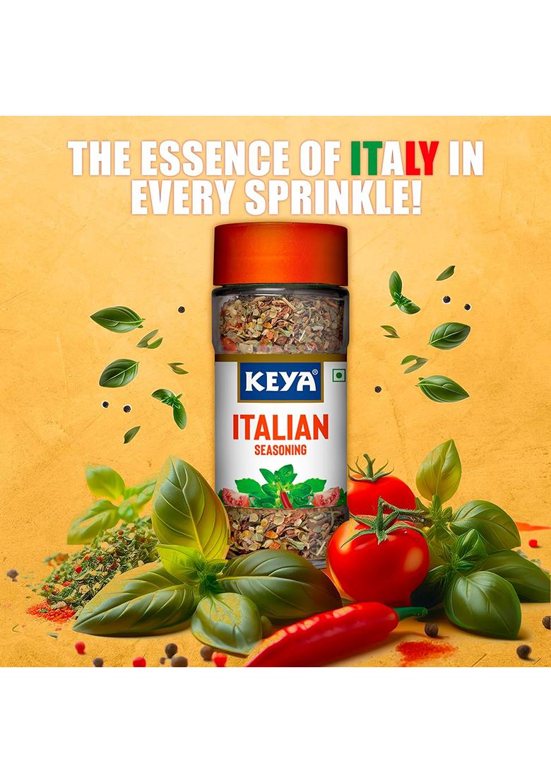 Keya Italian Seasoning, All Natural & Healthy Spice Blend For Pizza, Pasta| Glass Bottle | Premium Herbs And Spices 35Gm