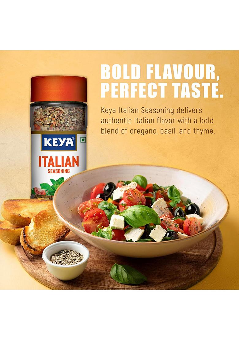 Keya Italian Seasoning, All Natural & Healthy Spice Blend For Pizza, Pasta| Glass Bottle | Premium Herbs And Spices 35Gm