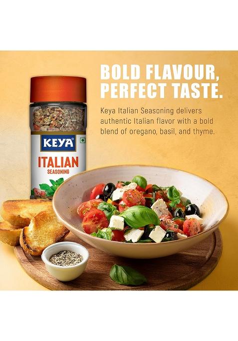 Keya Italian Seasoning, All Natural & Healthy Spice Blend For Pizza, Pasta| Glass Bottle | Premium Herbs And Spices 35Gm