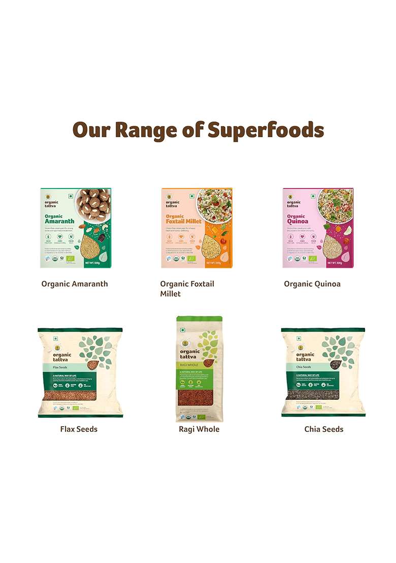 Organic Tattva Tattva, Flax Seeds (Alsi) Quality Raw Unroasted Seeds, No Artificial Additives Or Harmful Pesticides Enriched With Omega-3, Heart-Healthy (100G, Pouch) - Indya