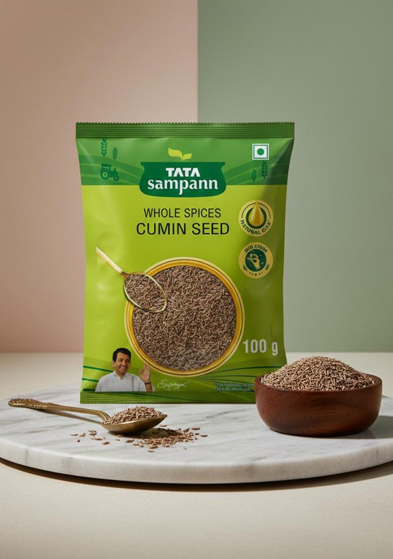 Tata Sampann Cumin Seed (Jeera), Whole Spices, Natural Oils*, Rich Aroma, 100G