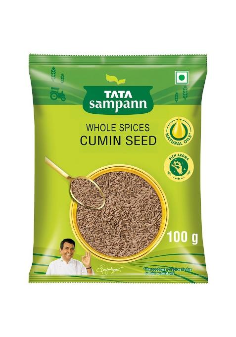 Tata Sampann Cumin Seed (Jeera), Whole Spices, Natural Oils*, Rich Aroma, 100G