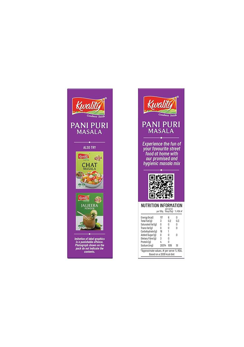 Kwality Panipuri Masala 50G Box | Flavorful Spice Blend For Authentic Made With Premium Ingredients No Artificial Additives.