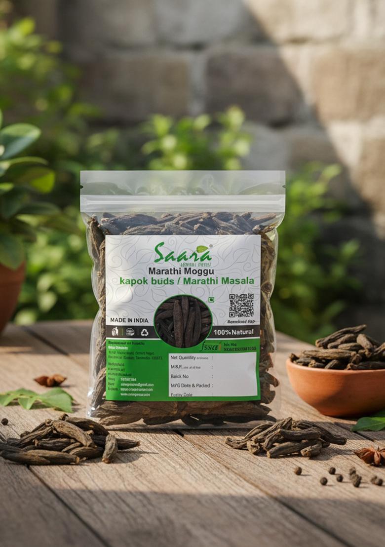 Saara Herbal Fresh Marathi Moggu,100G, Appakuttaka, Masala, Indian Capers, Kapok Buds, Shalmali, Mullilavu,(Pack Of 1 X 100G)
