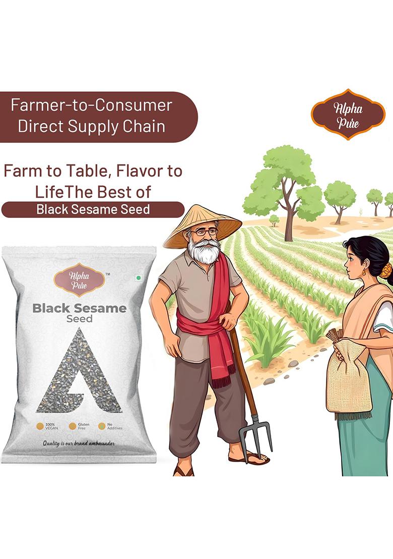 Alpha Pure Black Sesame Seeds Til Whole Spices 500G