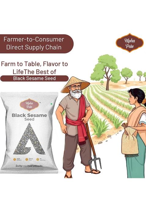 Alpha Pure Black Sesame Seeds Til Whole Spices 500G