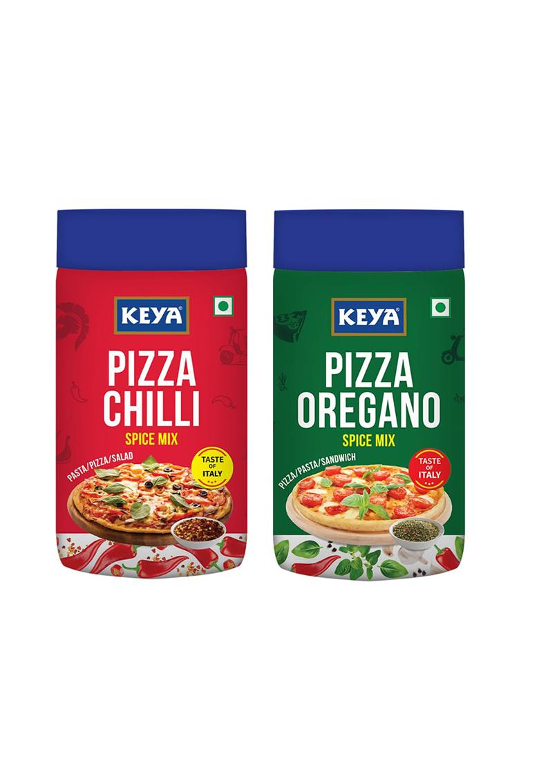 Keya Seasoning Combo | Pizza Oregano 75Gm Chilli 60Gm Seasonings For Pasta Premium All Natural & Healthy Italian Spice Blend Sprinkler No Artificial Flavours And Colours| Pack Of 2