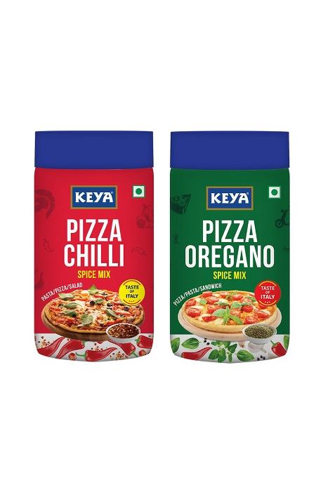 Keya Seasoning Combo | Pizza Oregano 75Gm Chilli 60Gm Seasonings For Pasta Premium All Natural & Healthy Italian Spice Blend Sprinkler No Artificial Flavours And Colours| Pack Of 2
