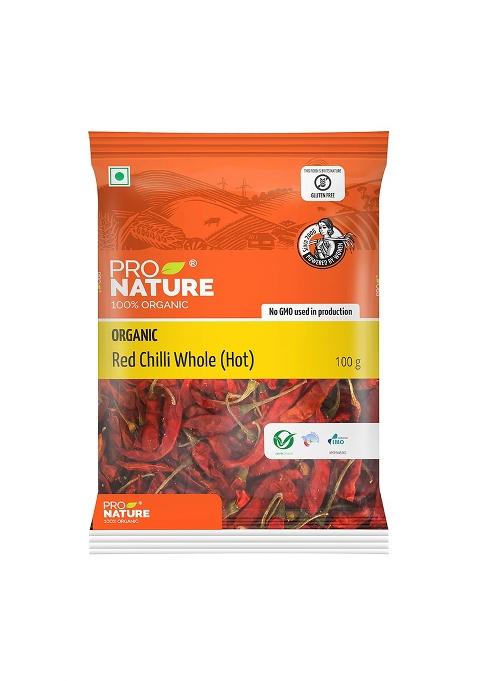 Pro Nature 100% Organic Red Chilli Whole (Hot)100Gm