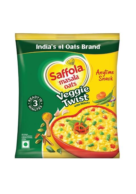 Saffola Masala Oats |38G|Veggie Twist | Tasty, Anytime Snack Ready In 3 Mins Millets Goodness- With Bajra & Jowar No Maida , Added Preservatives Helps Manage Weight