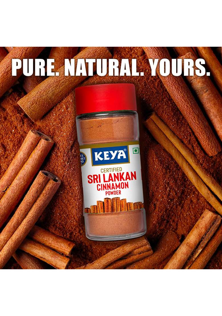 Keya Srilankan Certified Cinnamon Powder | Dalchini Ceylon Non Cassia Sourced From Sri Lanka 100% Pure & Natural Packed With Zero Preservatives Or Additives Indian Spices Aroma Flavour 45G - Indya