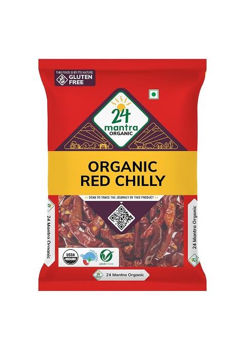 24 Mantra Organic Red Stick Chilly/Lal Mirch/Erra Mirapakaya - 100Gms | Pack Of 1 100% Chemical Free & Pesticides