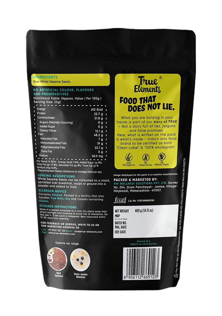 True Elements Raw White Sesame Seeds 400Gm