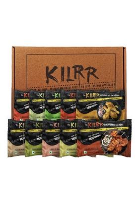 Kilrr Chicken Marination Masala Variety Pack Of 10 (Marinates 250G Per Pack) | 1- Min Killer Marinade For Tikka, Tandoori 100% Natural No Preservatives Just Add Water & Oil Gang