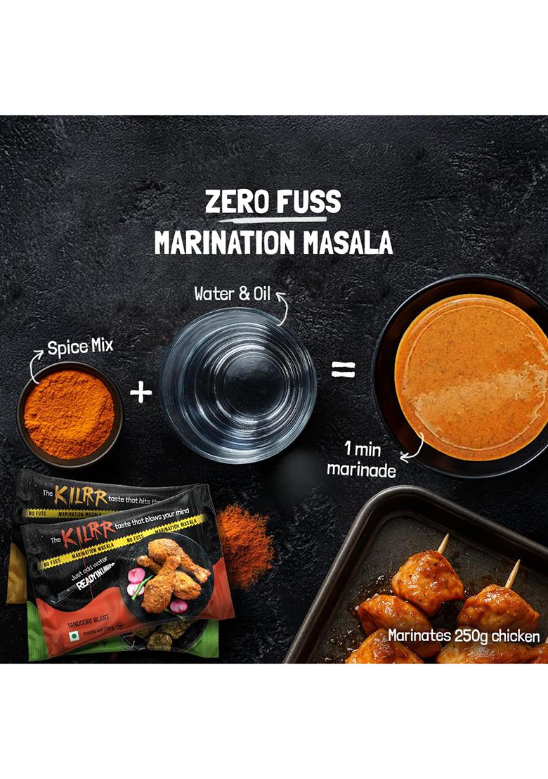 Kilrr Chicken Marination Masala Variety Pack Of 10 (Marinates 250G Per Pack) | 1- Min Killer Marinade For Tikka, Tandoori 100% Natural No Preservatives Just Add Water & Oil Gang