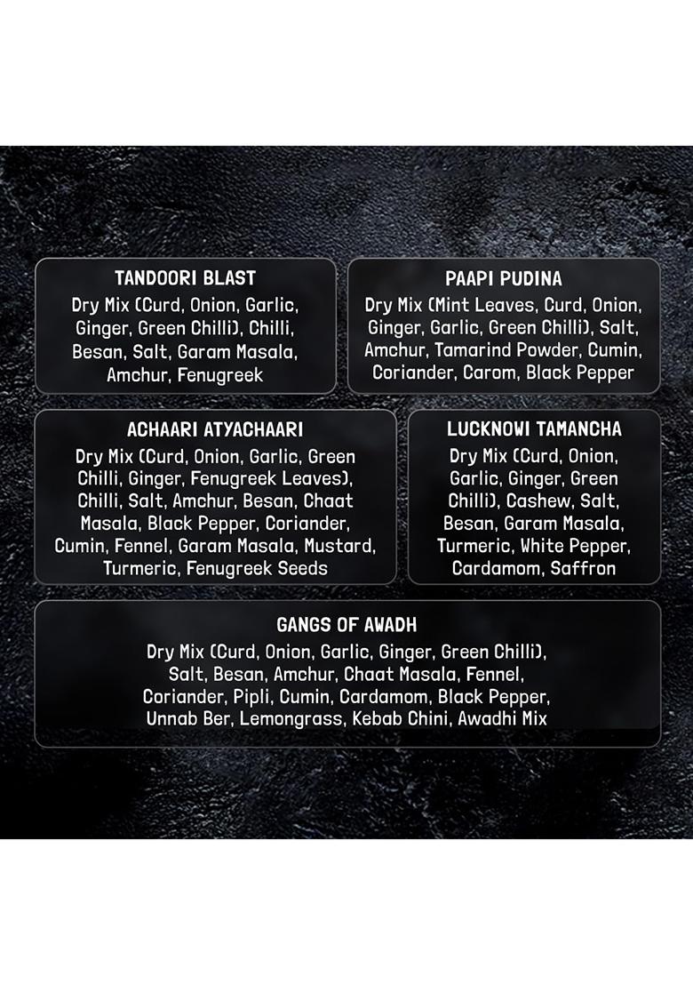 Kilrr Chicken Marination Masala Variety Pack Of 10 (Marinates 250G Per Pack) | 1- Min Killer Marinade For Tikka, Tandoori 100% Natural No Preservatives Just Add Water & Oil Gang