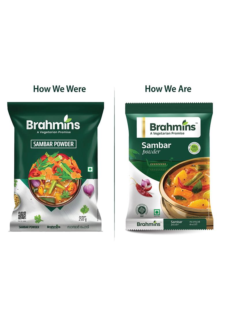 Brahmins Sambar Powder A Vegetarian Promise| Mixed Masala For Preparation| 100% Vegetarian| 250G X 2| 500 G