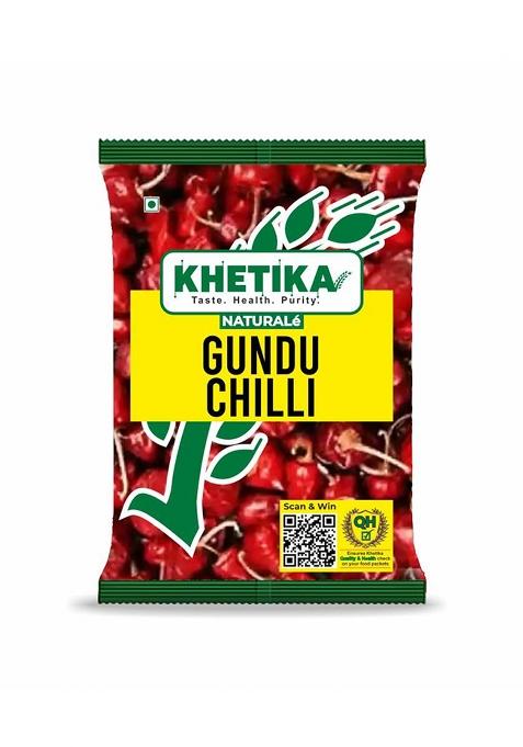 Khetika Naturale Gundu Chilli 100 Grams | Whole Mirchi Infused With Spiciness Pesticides Free Hygienically Sealed