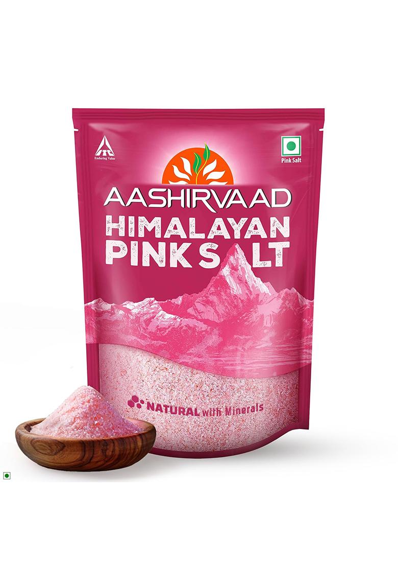 Aashirvaad Himalayan Pink Salt, 100% Natural Rock Salt Sourced From The Ranges, Pure Sendha Namak With Minerals For Everyday Use, 1 Kg