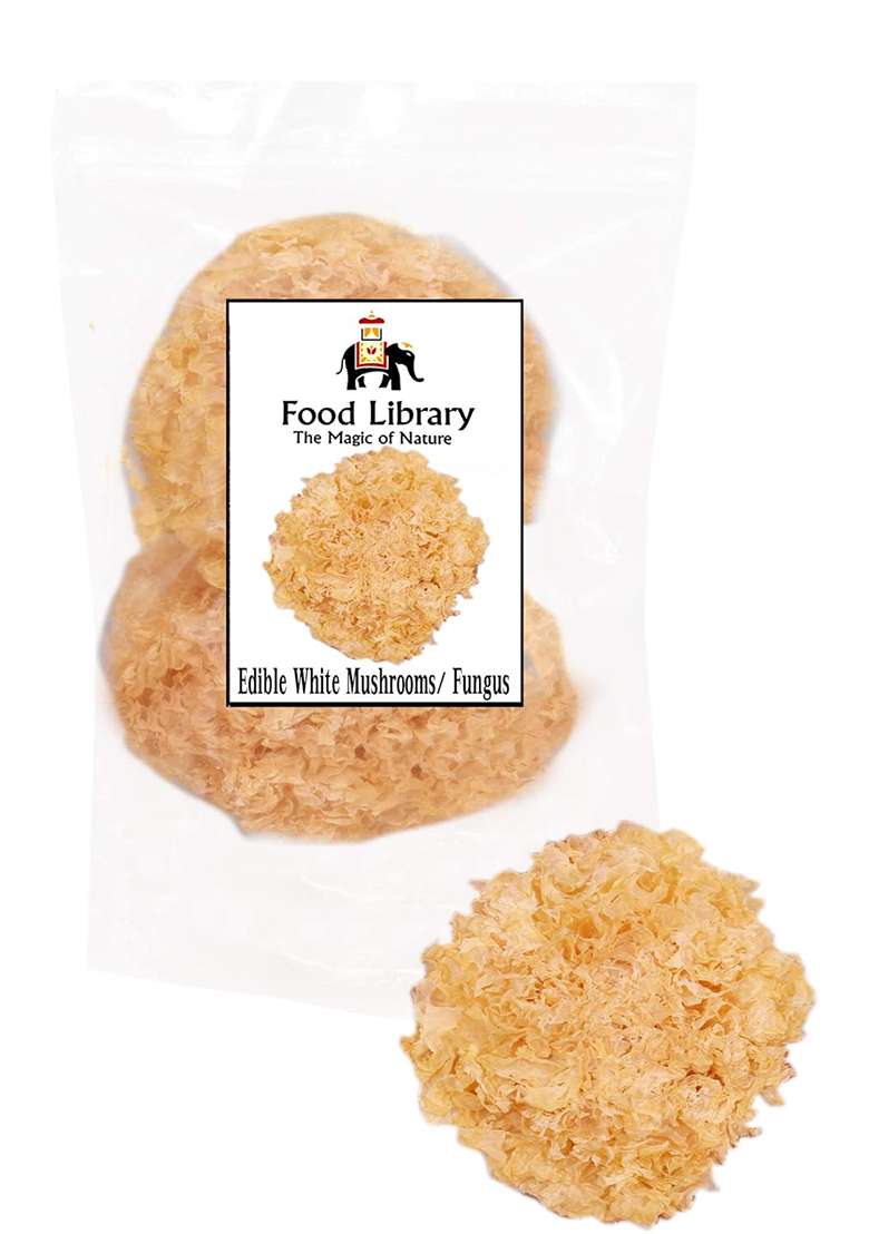 Food Library The Magic Of Nature Dried Snow Fungus Mushrooms, White Fungus, Natural , 75G | Healthy Edible Mushroom For Soups & Desserts - Indya