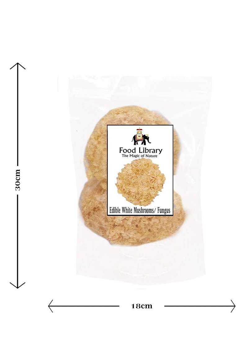 Food Library The Magic Of Nature Dried Snow Fungus Mushrooms, White Fungus, Natural , 75G | Healthy Edible Mushroom For Soups & Desserts - Indya